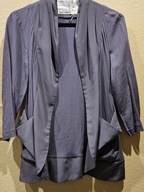 Kimchi Blue Slate Gray Open-Front Draped Blazer